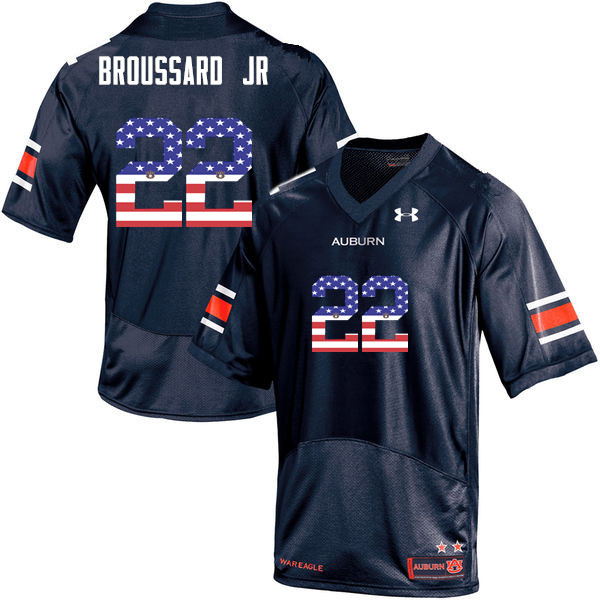 Auburn Tigers Men's John Broussard Jr. #22 Navy Under Armour Stitched College USA Flag Fashion NCAA Authentic Football Jersey IIZ1274VS